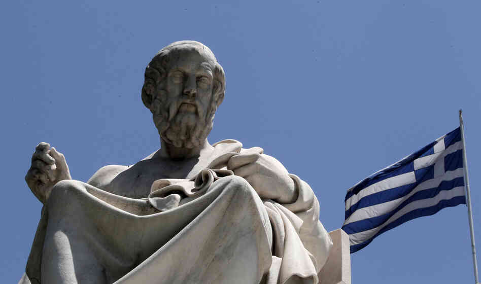 The marble statue of Plato stands in front of the Athens Academy in Athens. The ancient Greek philosopher had his doubts about democracy.