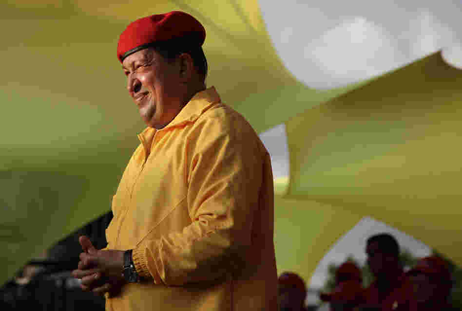 Venezuela's President Hugo Chavez smiles at a campaign rally in Barquisimeto, Venezuela on Saturday.