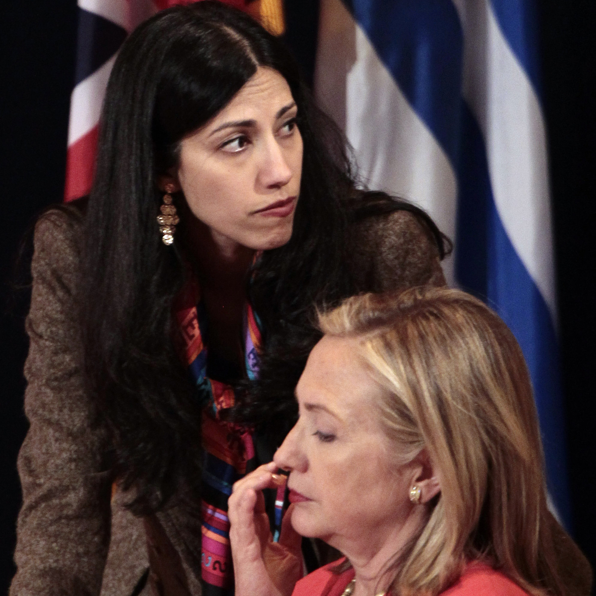 Secretary of State Hillary Clinton with aide Huma Abedin in September 2011.