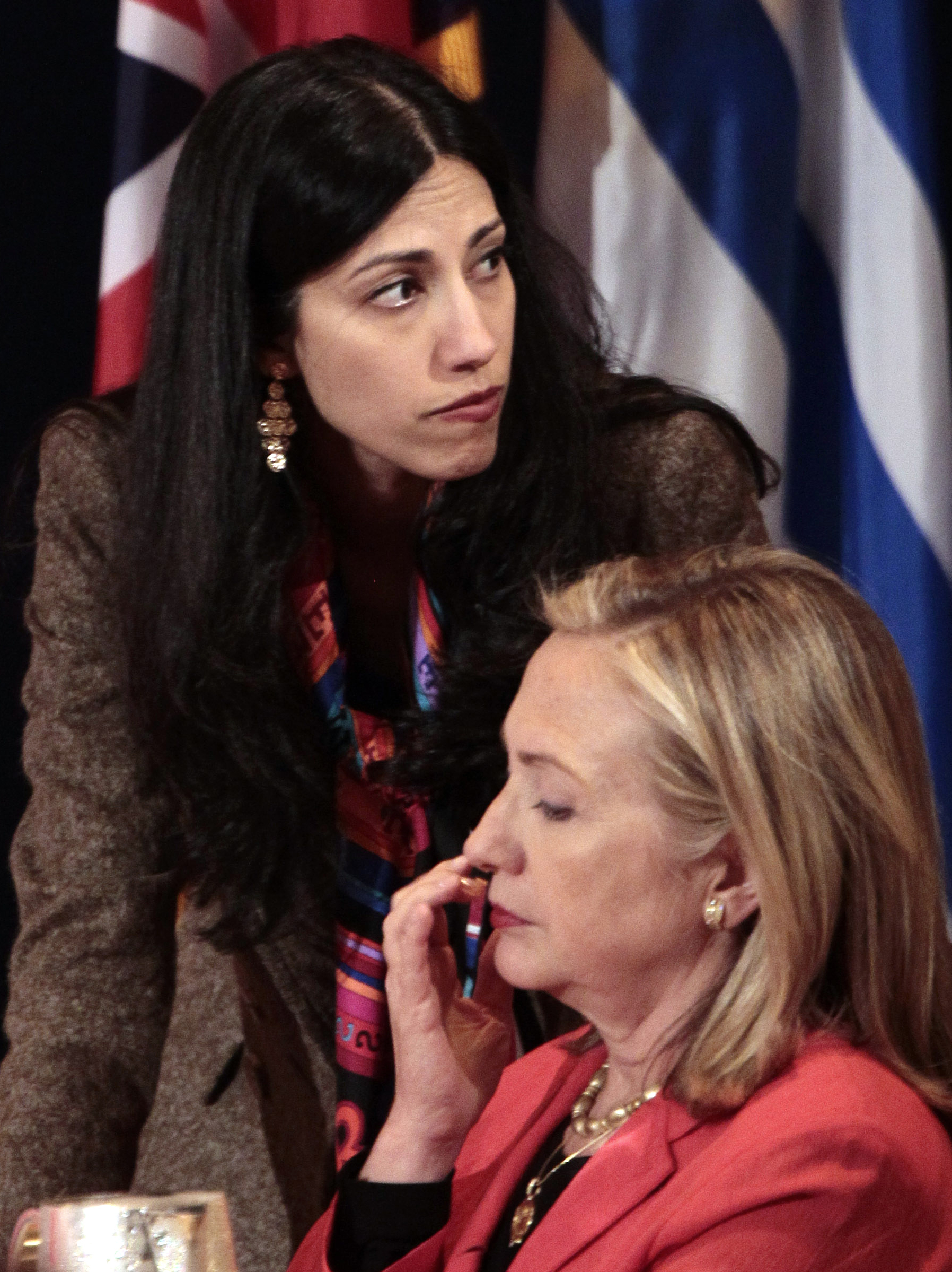 Secretary of State Hillary Clinton with aide Huma Abedin in September 2011.