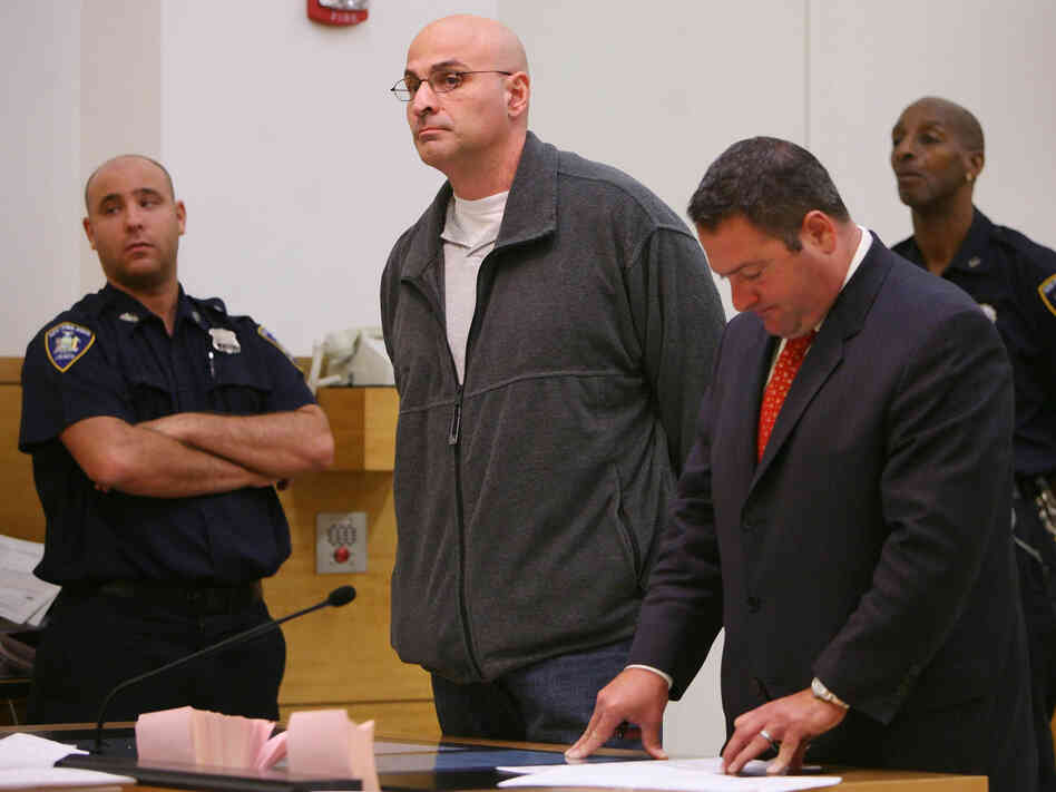 Michael Mastromarino (center) appeared in a New York City courtroom for sentencing on charges of corruption, body stealing and reckless endangerment, as the mastermind behind a scheme to loot hundreds of corpses and sell bone and tissue for transplants.