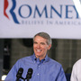 Sen. Rob Portman, R-Ohio, campaigns with Mitt Romney in Cincinnati on Feb. 20.