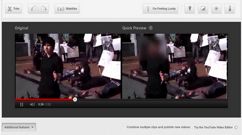 A screenshot of how the face-blurring technology works.