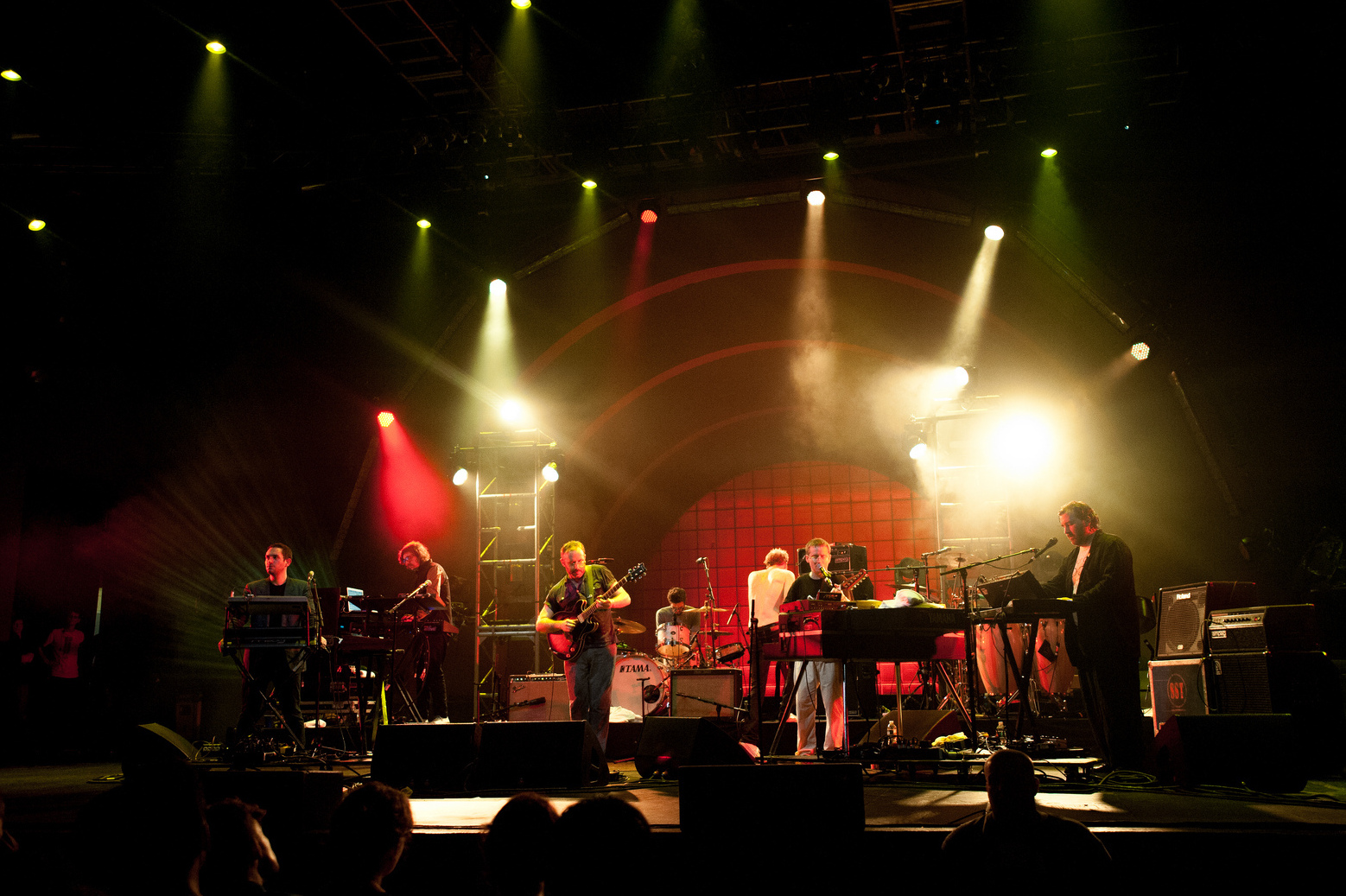British electro-pop vets Hot Chip brought eight members to the Prospect Park bandshell.