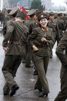North Korean soldiers dance in the plazas of Pyongyang on Wednesday after the country announced that leader Kim Jong Un was granted the title of marshal. North Korean soldiers dance in the plazas of Pyongyang on Wednesday after the country announced that leader Kim Jong Un was granted the title of marshal.