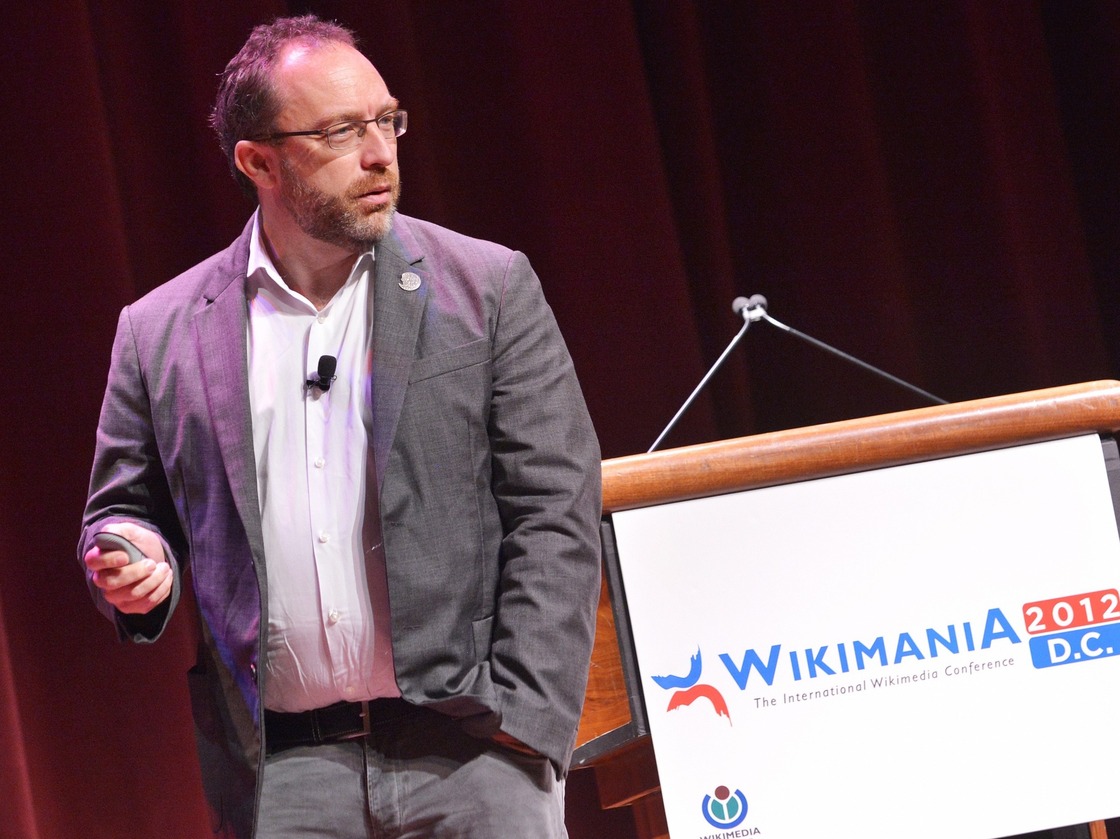 Wikipedia founder Jimmy Wales speaks during "Wikimania 2012," an international Wikimedia conference, in Washington, D.C.