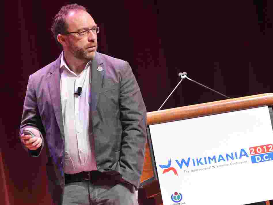 Wikipedia founder Jimmy Wales speaks during "Wikimania 2012," an international Wikimedia conference, in Washington, D.C.