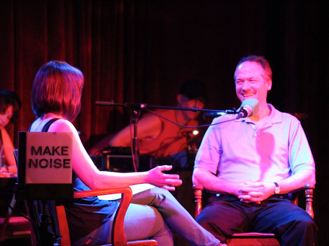 Puzzle master Will Shortz on the Ask Me Another stage.