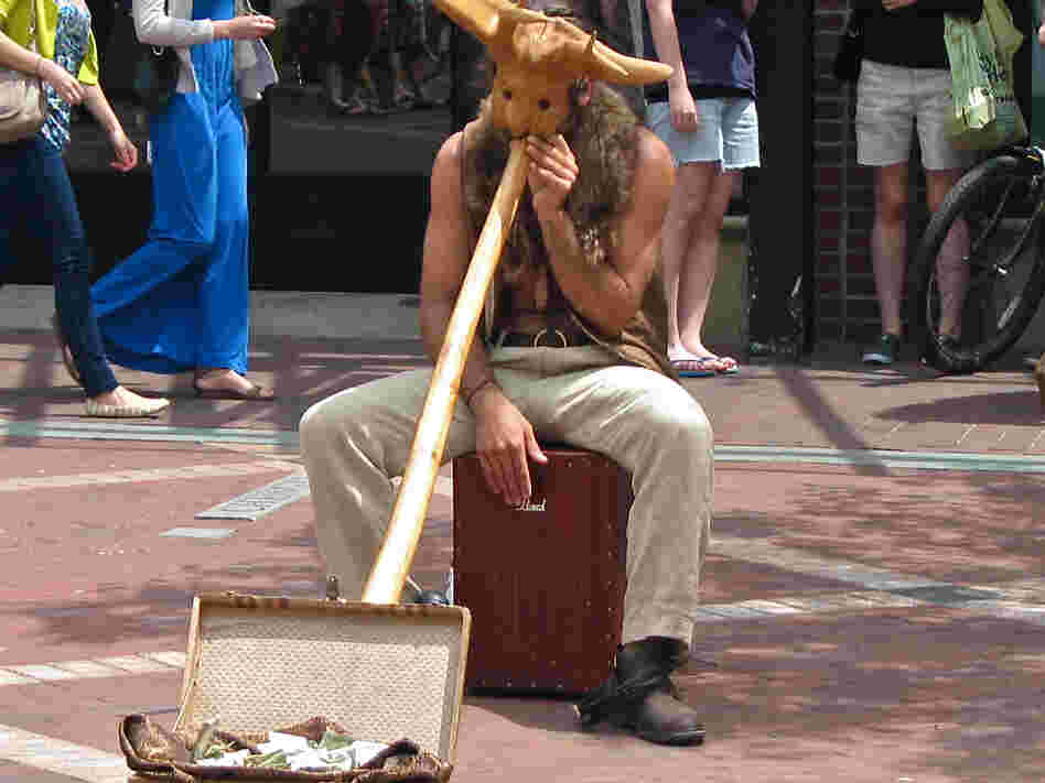 Sampson performs in his homemade mask.