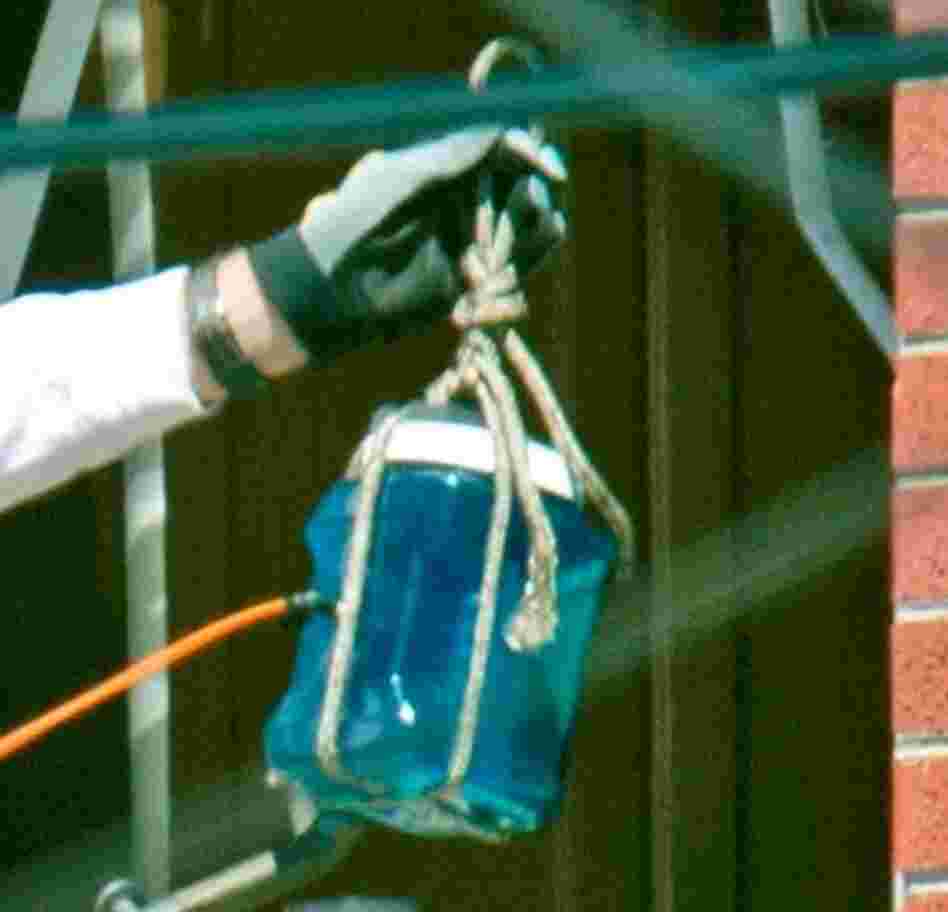 A close up look at the device. According to The Denver Post, a robot was used to move it into the apartment.