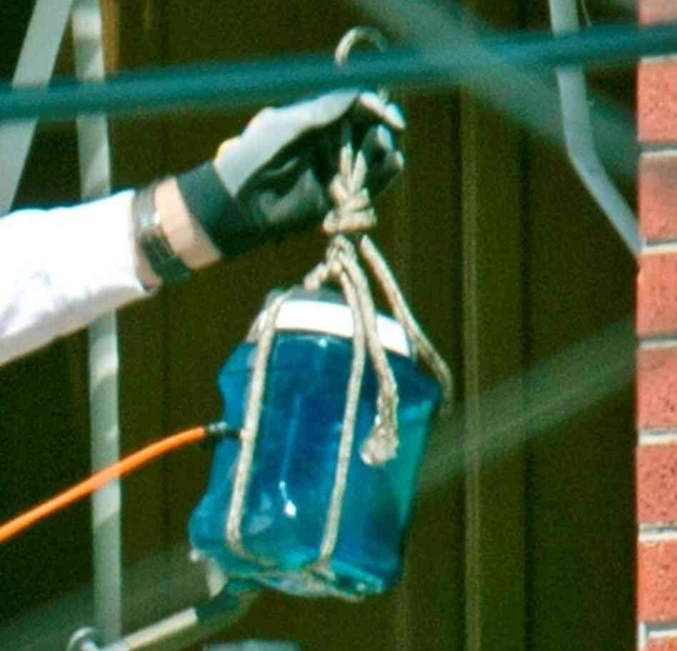 A close up look at the device. According to The Denver Post, a robot was used to move it into the apartment.