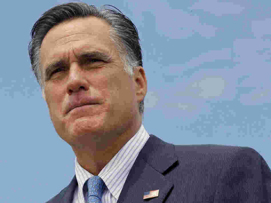 Mitt Romney speaks at a campaign event in Bow, N.H., Friday. The campaigns have released their monthly financial reports, with Romney showing an advantage over President Obama.
