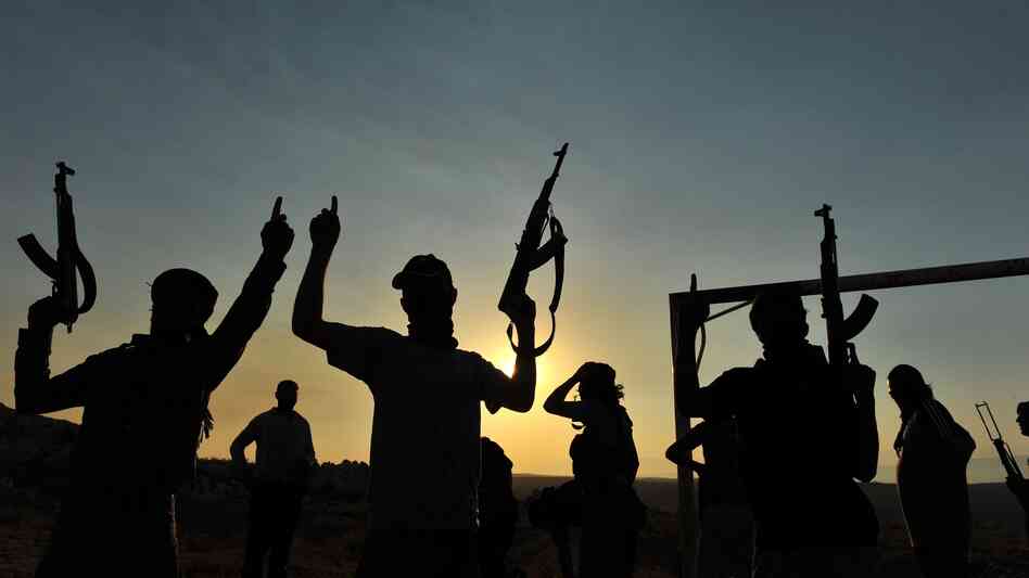 Members of the group Hamza Abdualmuttalib trained this week near the Syrian city of Aleppo.