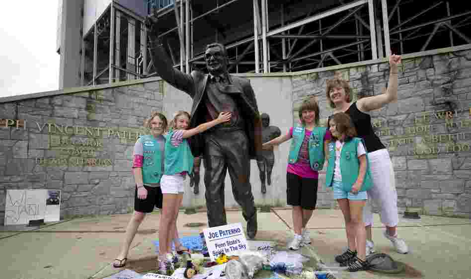 Some newspaper columnists have said the statue should be taken down, while a small plane pulled a banner over State College reading, "Take the statue down or we will."