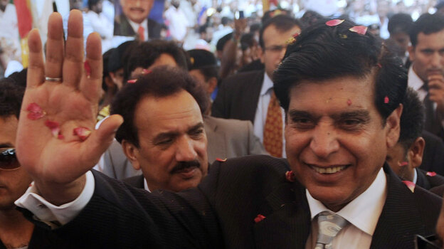 Pakistani Prime Minister Raja Pervez Ashraf is greeted after his election in June. Just weeks later, many Pakistanis expect the nation's Supreme Court may soon attempt to force Ashraf from his position, as it did his predecessor. Pakistani Prime Minister Raja Pervez Ashraf is greeted after his election in June. Just weeks later, many Pakistanis expect the nation's Supreme Court may soon attempt to force Ashraf from his position, as it did his predecessor.