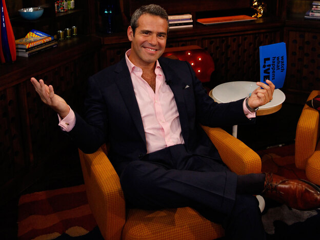 Andy Cohen on the set of his nightly Bravo talk show, Watch What Happens: Live. Cohen is also Bravo's executive vice president of development and talent, and has helped make Bravo a pop-culture heavyweight.