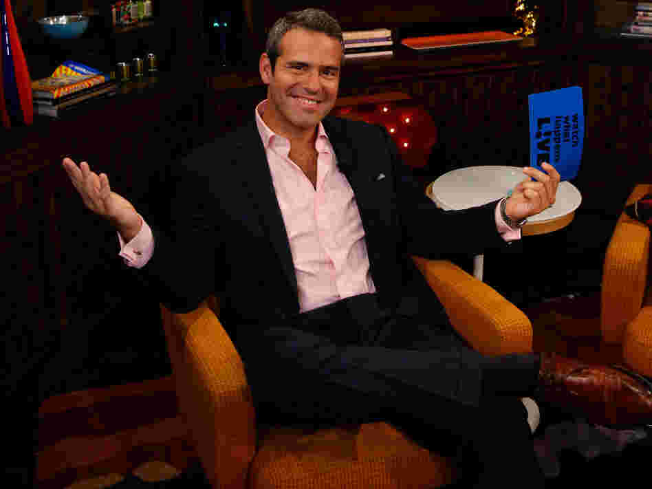Andy Cohen on the set of his nightly Bravo talk show, Watch What Happens: Live. Cohen is also Bravo's executive vice president of development and talent, and has helped make Bravo a pop-culture heavyweight.