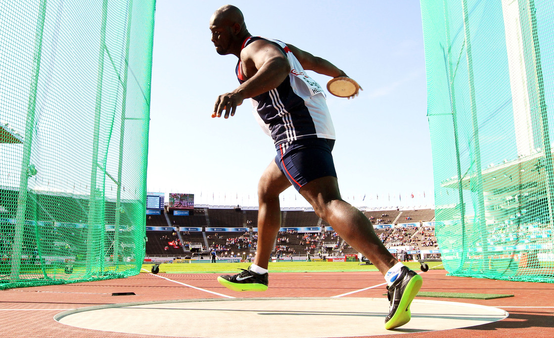Britain's Abdul Buhari competes in the discus at the European Athletics Championships last month. With the Olympics coinciding with Ramadan, Buhari and many other Muslim athletes are postponing their fasting until after their events.