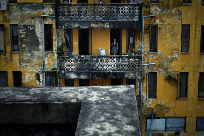 1980's Soviet architecture is evident in Vientiane, Laos, March 2011.