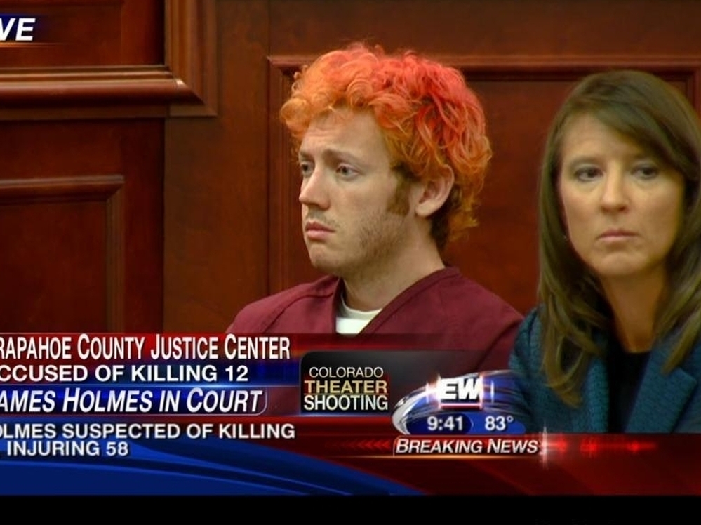  James Holmes, in an Arapahoe County, Colo., court on Monday.
