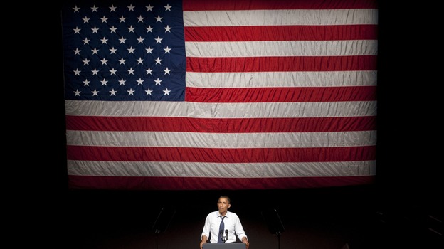 President Obama speaks at the Fox Theater in Oakland, Calif., on Monday. (AFP/Getty Images)