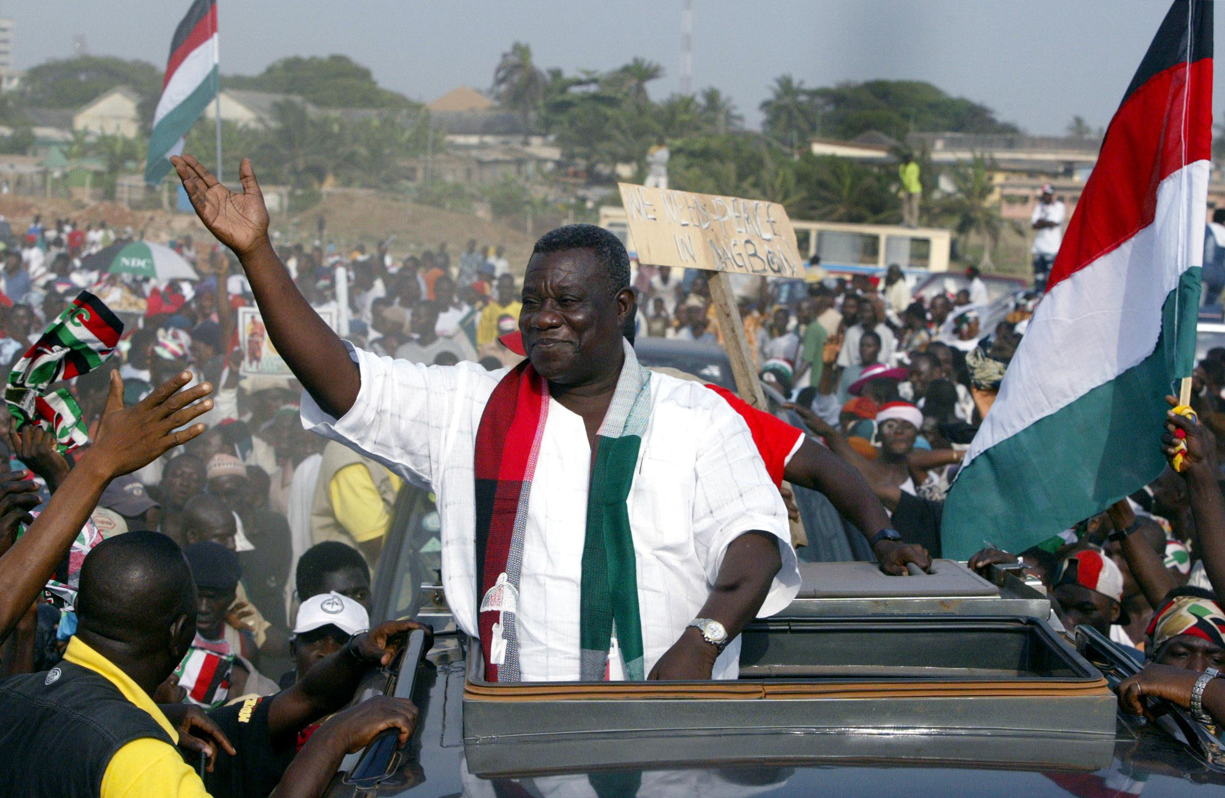 President John Atta Mills at a campaign event in 2004.