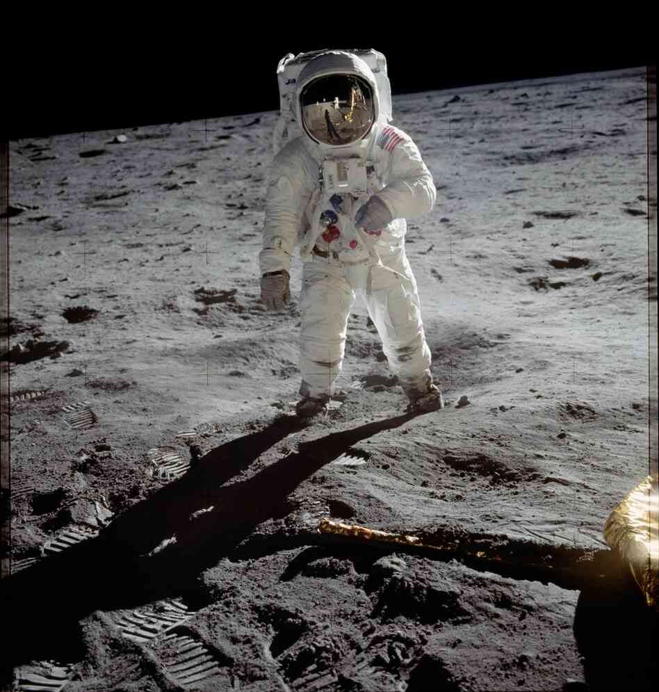 Astronaut Edwin E. "Buzz" Aldrin â lunar module pilot for the Apollo 11 mission â walks on the moon in July 1969.