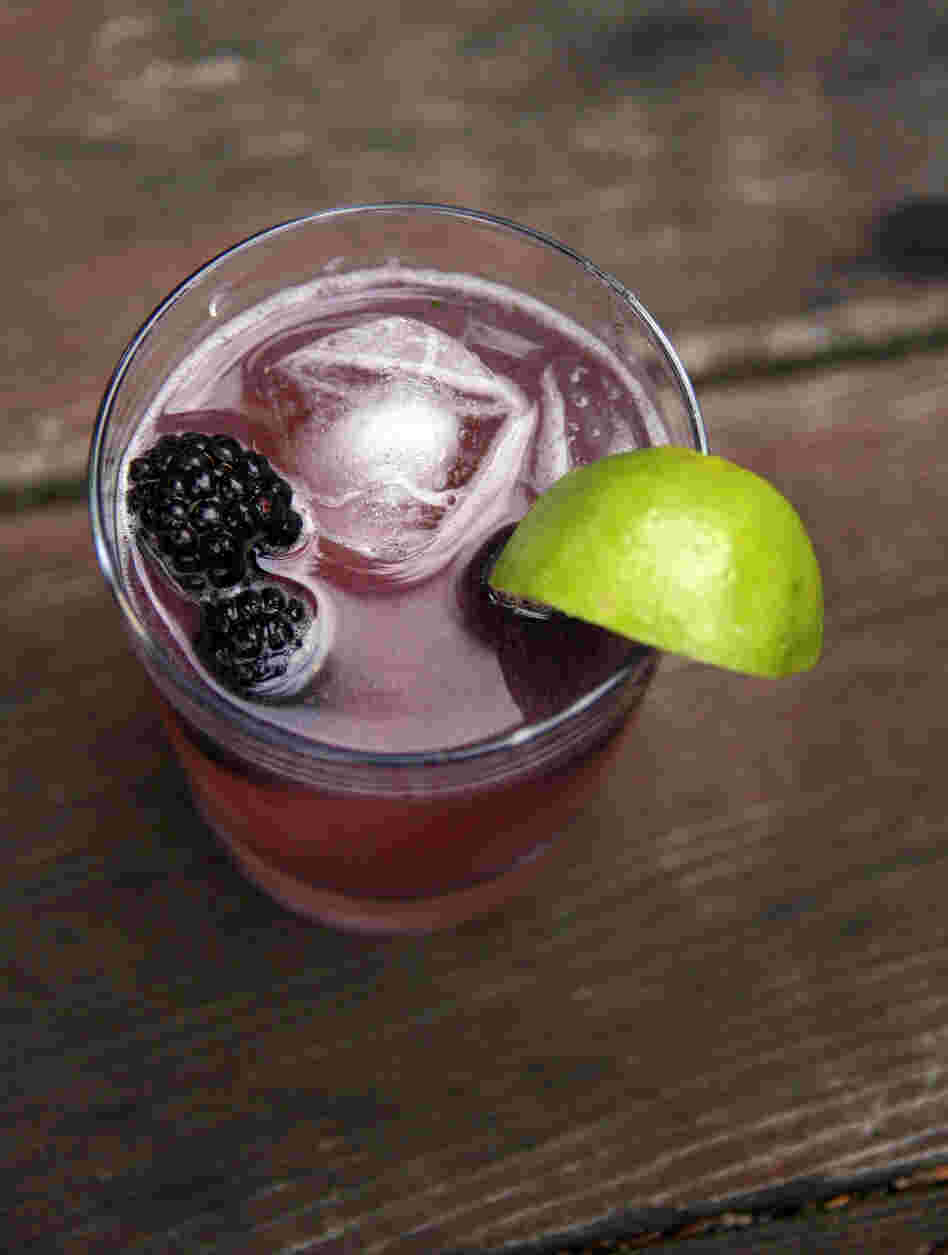 The Huck Finn (Gin Cocktail With Blackberries, Cucumber And Basil Syrup)