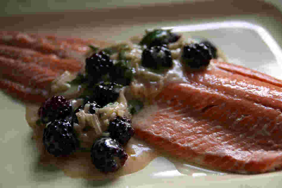 Salmon With Blackberry Creme Fraiche Sauce
