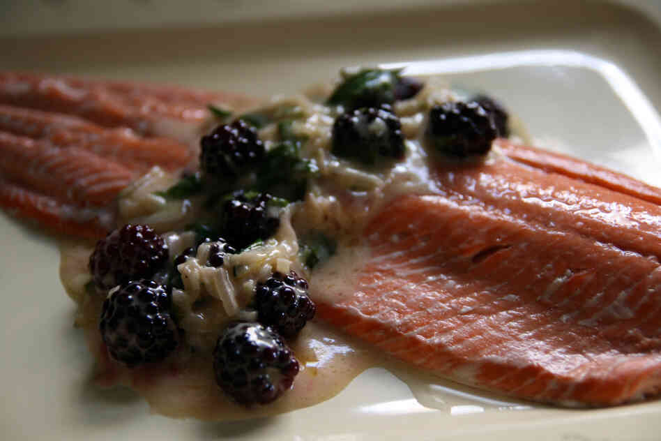 Salmon With Blackberry Creme Fraiche Sauce