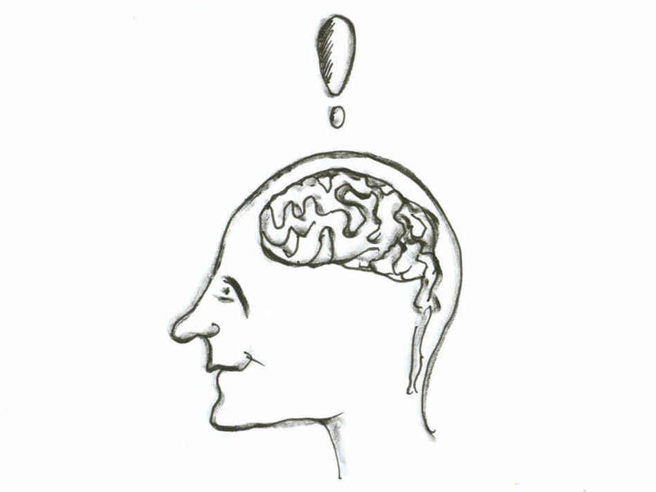 Brain with exclamation point Brain with exclamation point