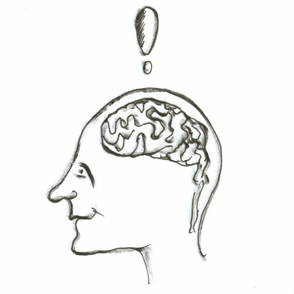 Brain with exclamation point
