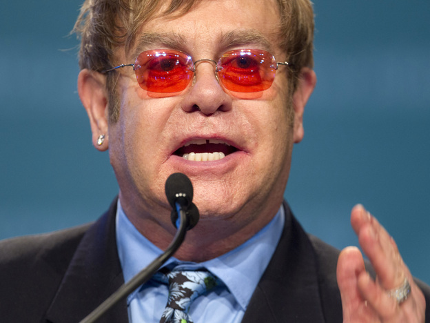 Elton John speaks at the International Aids Conference in Washington, D.C., on Monday.