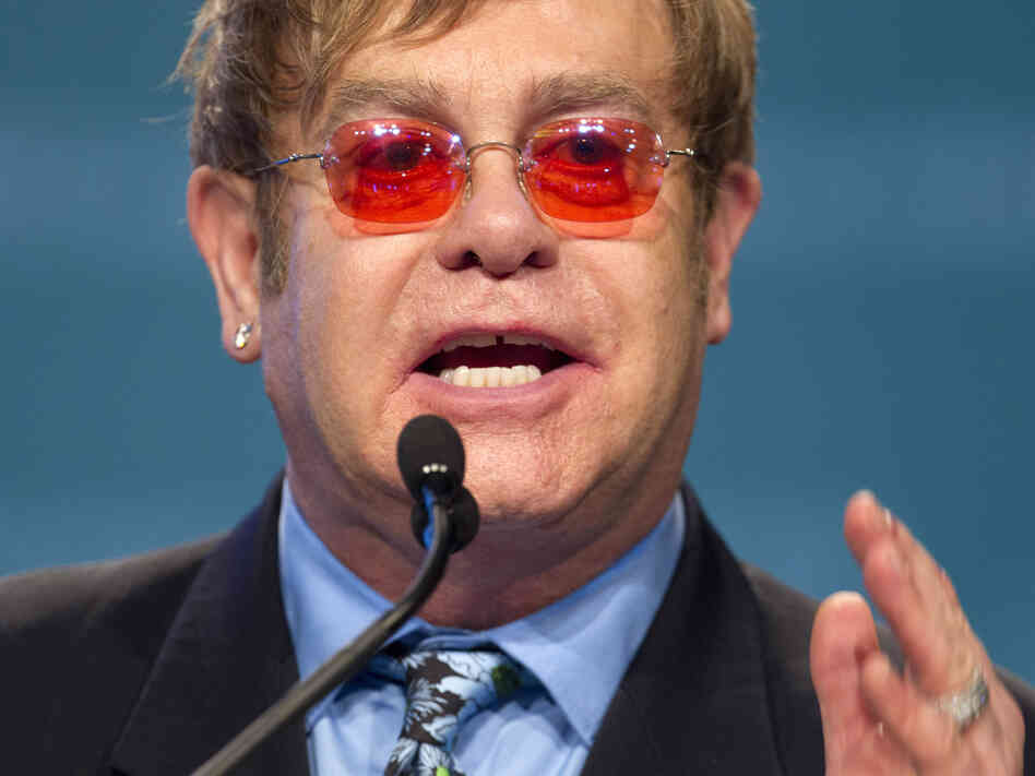Elton John speaks at the International Aids Conference in Washington, D.C., on Monday.