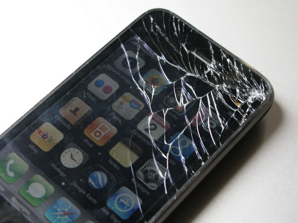 A shattered iPhone.
