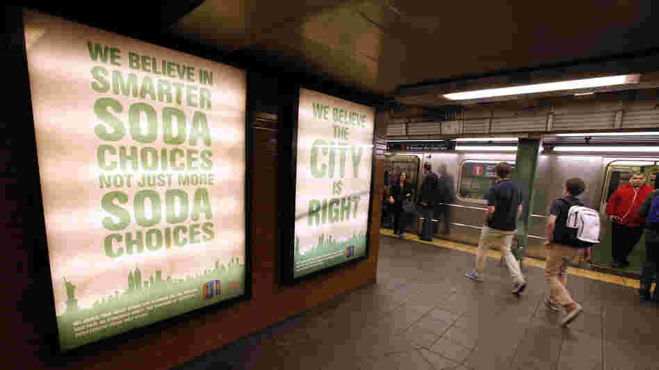 A New York subway ad from Zevia soda company, supporting the mayor's ban.