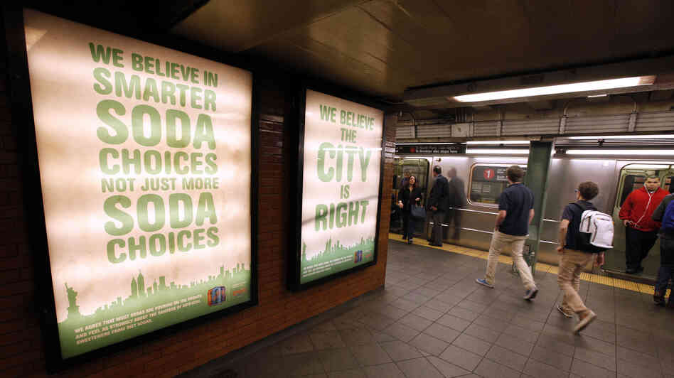 A New York subway ad from Zevia soda company, supporting the mayor's ban.