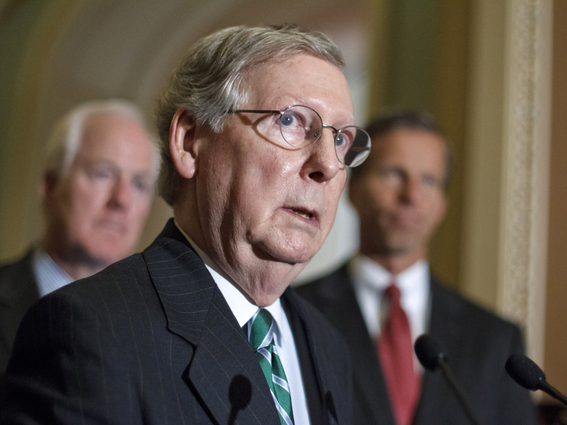 Senate Minority Leader Mitch McConnell says covering the uninsured shouldn't be Republicans' top health priority.