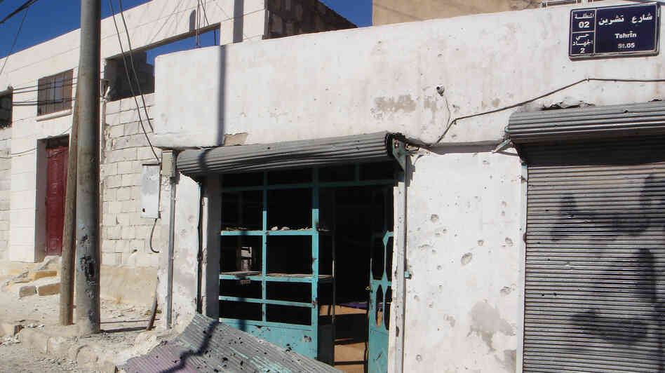 Most civilians have fled the Syrian town of Derat Azza after protracted shelling by Syrian troops. Shops are closed, and  rebels are trying to tightly control any information flowing out of the town.
