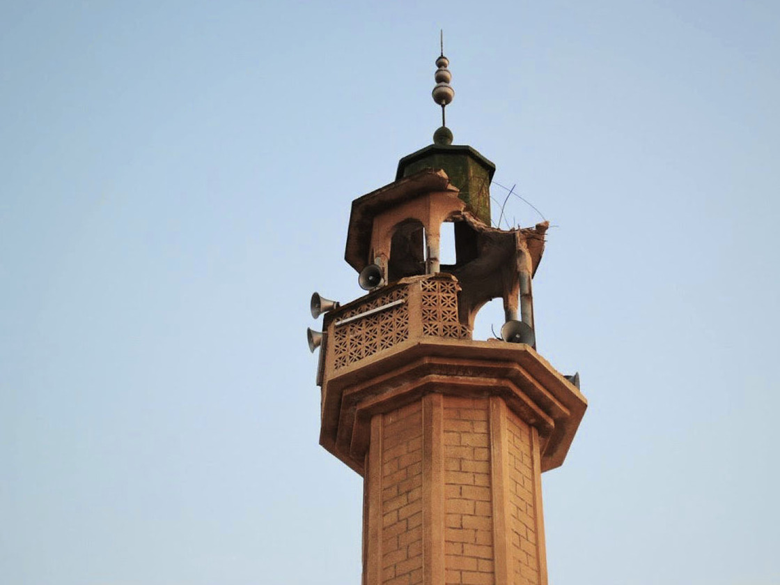 This image provided by the Syrian opposition's Shaam News Network shows a destroyed minaret of a mosque in Tremseh, Syria, on July 12. The authenticity, content, location and date have not been independently verified.
