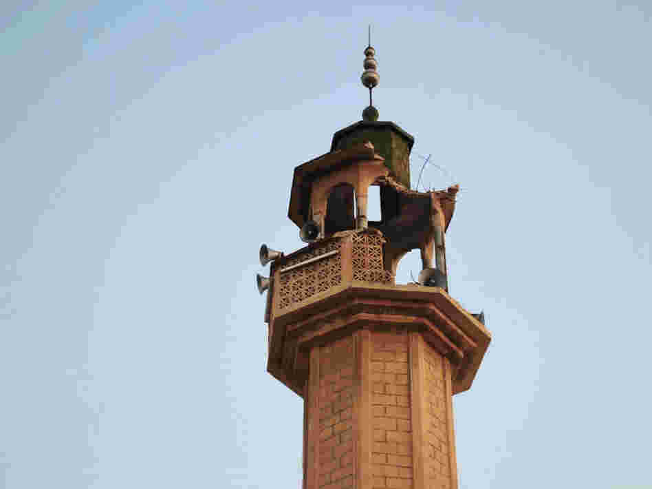 This image provided by the Syrian opposition's Shaam News Network shows a destroyed minaret of a mosque in Tremseh, Syria, on July 12. The authenticity, content, location and date have not been independently verified.