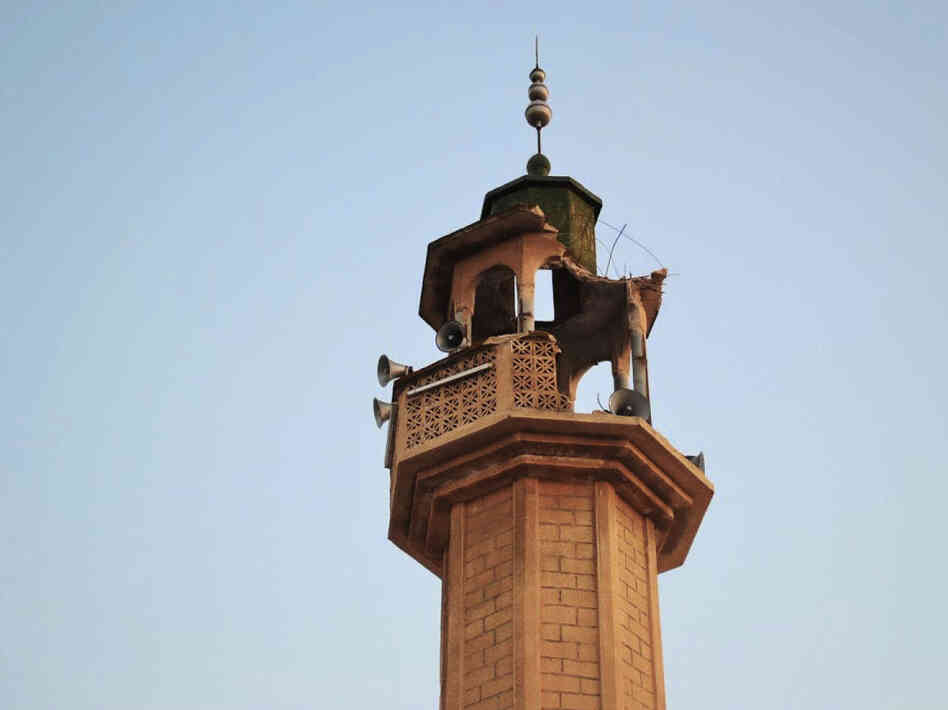 This image provided by the Syrian opposition's Shaam News Network shows a destroyed minaret of a mosque in Tremseh, Syria, on July 12. The authenticity, content, location and date have not been independently verified.