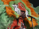 A Mardi Gras Indian performs at the 2008 Voodoo Music Experience festival, held in New Orleans City Park. A Mardi Gras Indian performs at the 2008 Voodoo Music Experience festival, held in New Orleans City Park.