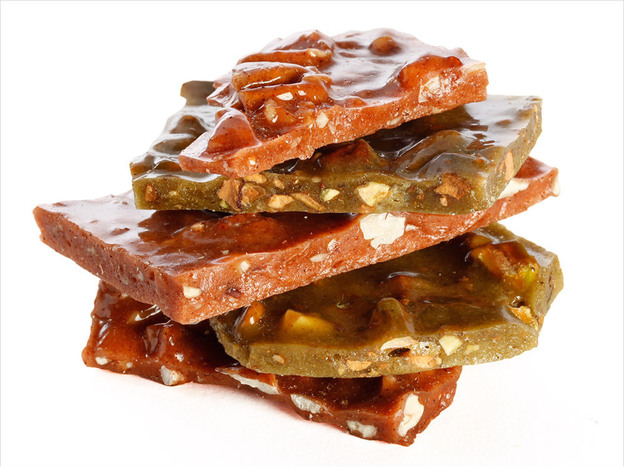 Nut brittles from the Las Cruces Candy Company are studded with pecans, pistachios and almonds, and infused with New Mexico's signature chili peppers — both green and red.