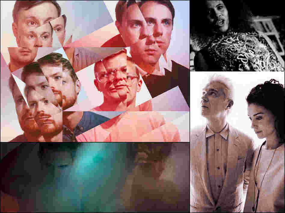 Clockwise from upper left: Django Django, Neneh Cherry, David Byrne and St. Vincent, Purity Ring. Clockwise from upper left: Django Django, Neneh Cherry, David Byrne and St. Vincent, Purity Ring.