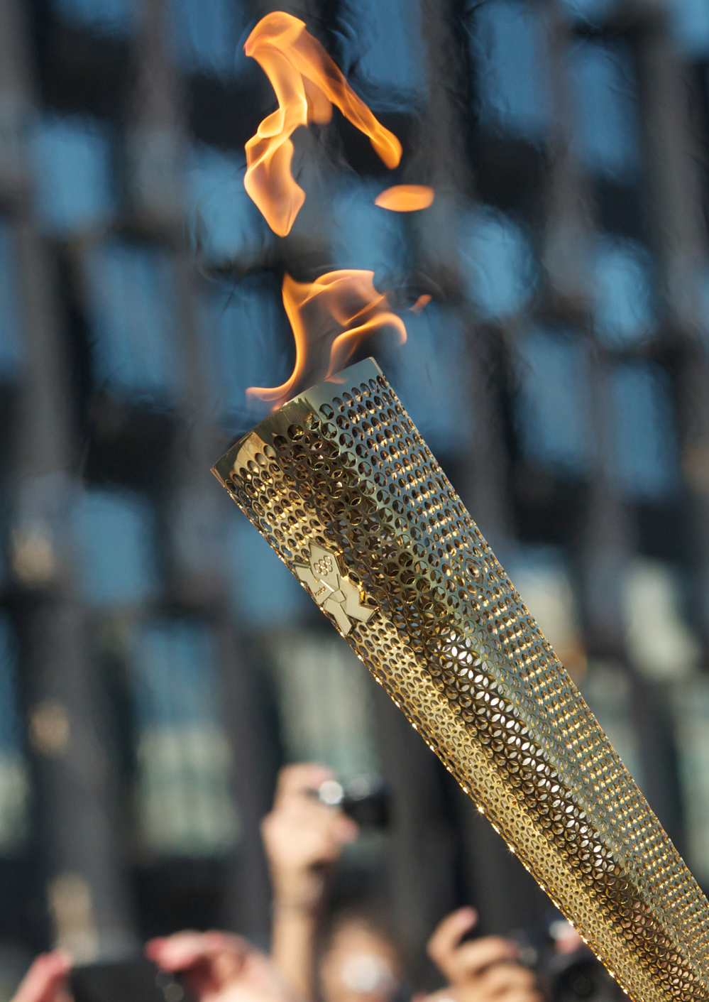 The Olympic Flame as it passed through London on Thursday.
