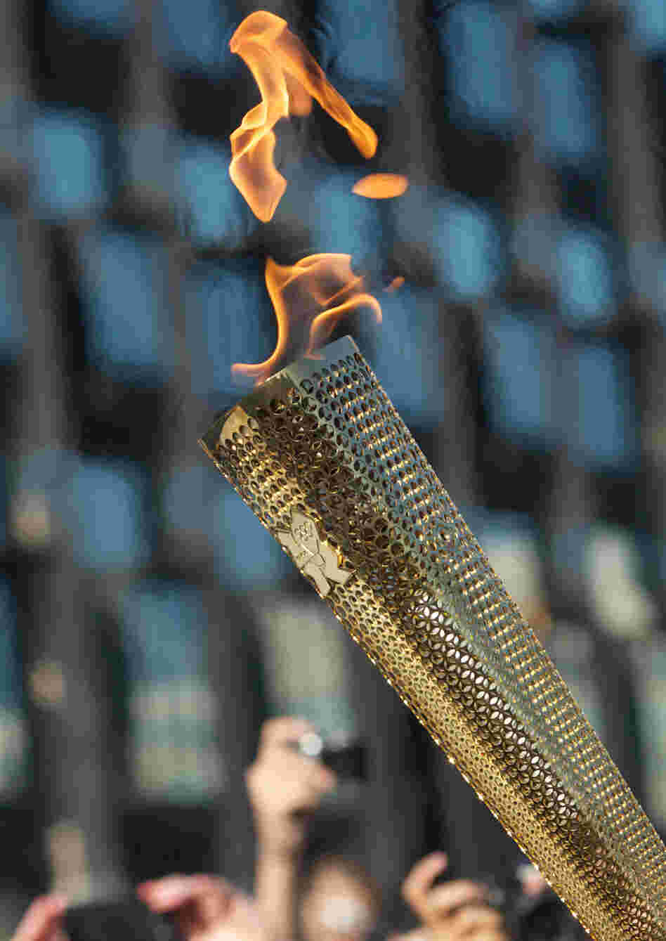 The Olympic Flame as it passed through London on Thursday.
