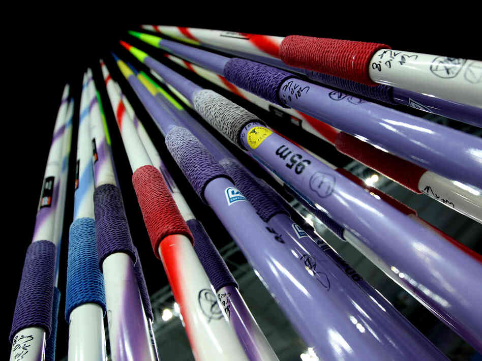 Detail of javelins during day eight of the 13th IAAF World Athletics Championships at Daegu Stadium on Sept. 3, 2011 in Daegu, South Korea. Detail of javelins during day eight of the 13th IAAF World Athletics Championships at Daegu Stadium on Sept. 3, 2011 in Daegu, South Korea.
