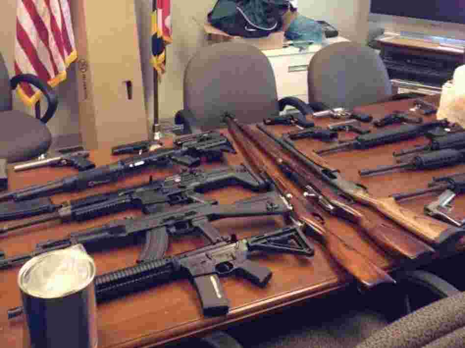 A photo released by Prince George's County (Md.) police of the weapons seized.
