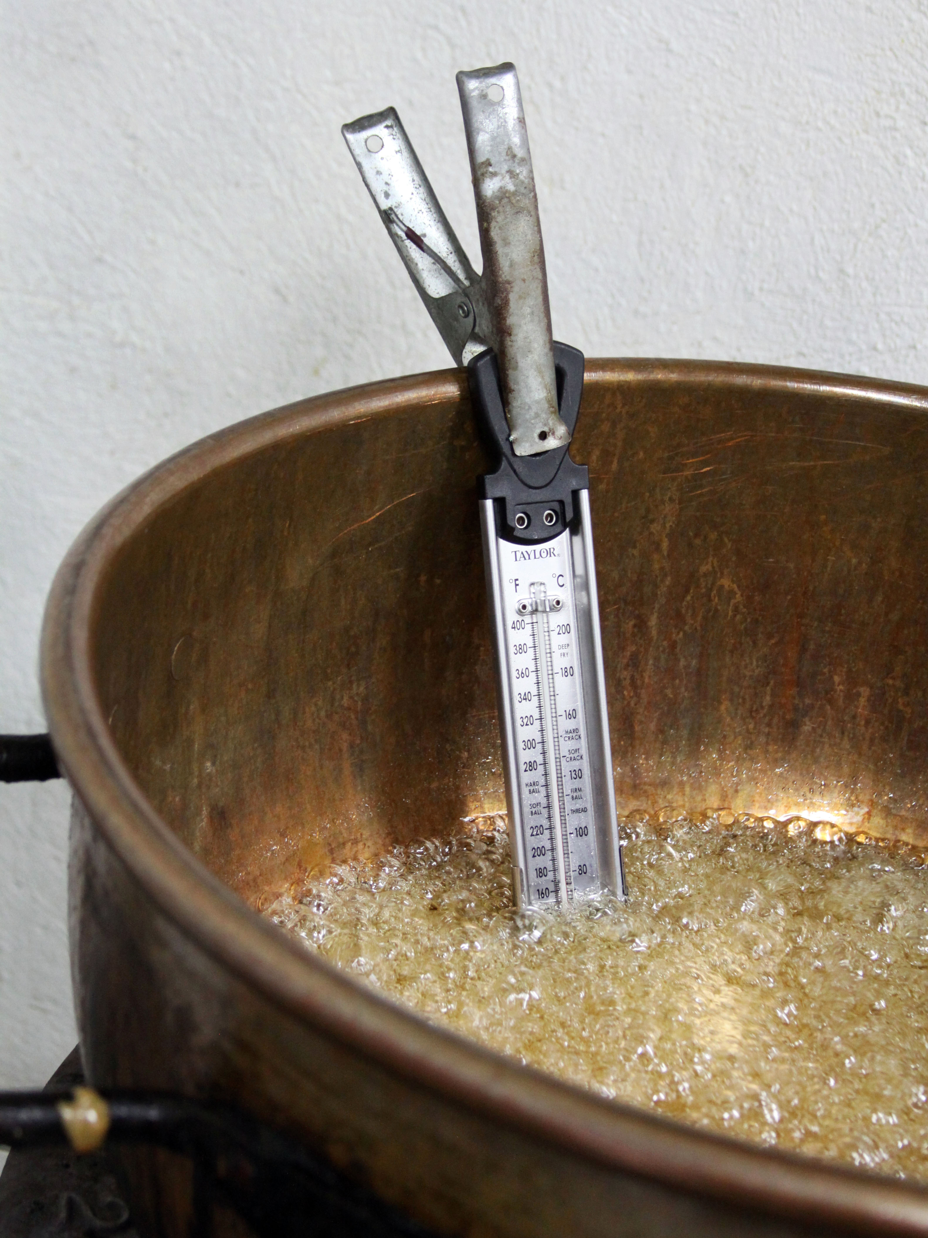 Brittle starts out by heating a mix of sugar and water. Once it reaches 280 degrees, chili powder, nuts and other ingredients are added.